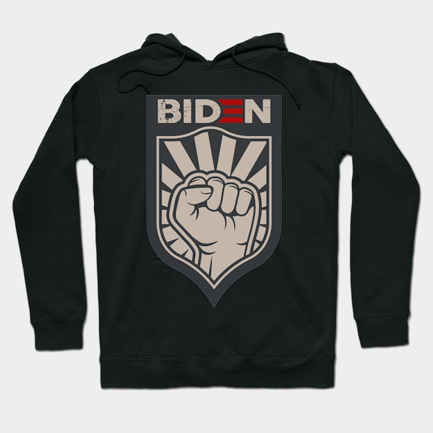 Biden vintage monochrome emblem with arm and clenched fist, isolated graphic design Hoodie by Modern Art